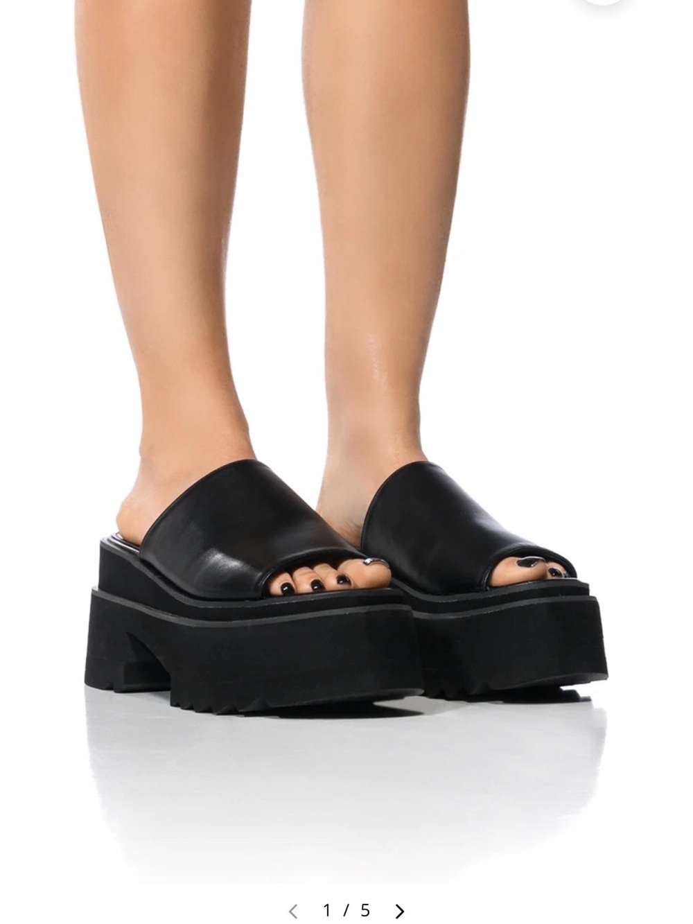 Women's Black Chunky Platform Slide Sandals
